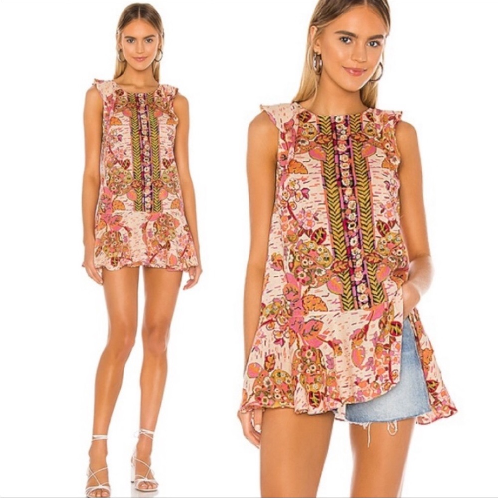 Free people XS Summer in Tulum pink combo top